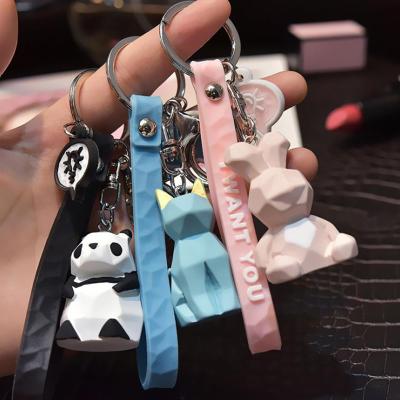 China Single Section Geometric Cartoon Resin Silicone Doll Chain Bag Animal Head Gift Pendant for sale