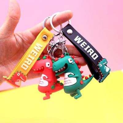 China Simple Cartoon Dinosaur PVC Schoolbag Case Gift Key Chain Pendant for sale