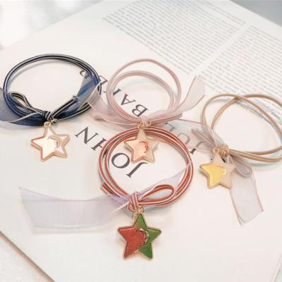 China Beautiful simple hair tie, lovely star head leather band rope girl hair accessories for sale