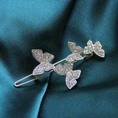 China Trendy Sweet Rhinestone Butterfly Hair With Bangs Hairpin Temperament Headdress for sale