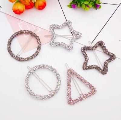 China New 2020 round headdress crystal rhinestone frog hairpin soft star triangle star pentagon hairpin for sale