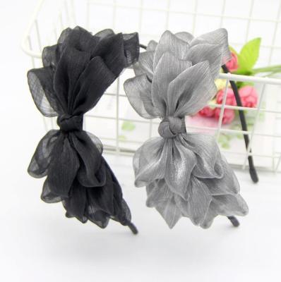 China Big Bow Tie Hair Band Fashion Korean Simple Super Mesh Headband Sweet Style Beauty Headdress for sale