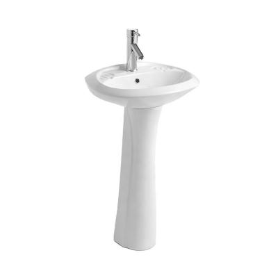 China Modern Cheap Pedestal Hotel Bathroom Sink Ceramic White Hand Basin for sale