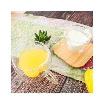 China Disposable Heart Shaped Glass Coffee Juice Cups Simple Modern Viable Double for sale