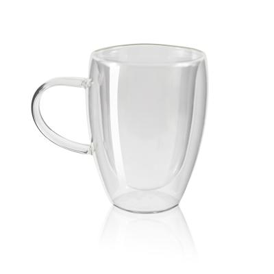 China Sustainable Double Wall Glass Coffee Mug With Handle Borosilicate Glass Coffee Mug for sale