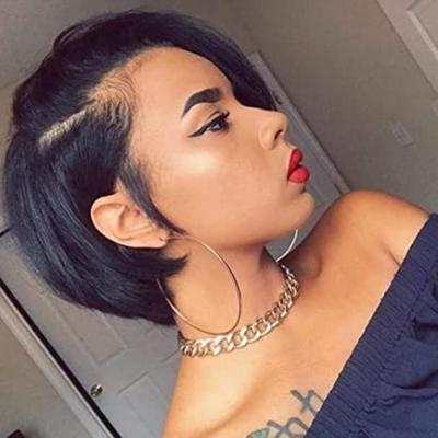 China Straight Lace Front Wig Brazilian Hair Short Hair No Shedding No Knots for sale