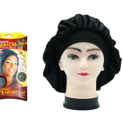 China Contains Apricot Oil Element Hot Selling Women Bathing Night Sleep Hair Cap Sleep Cap Black for sale