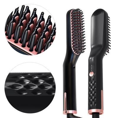 China Home 360 ​​Degree Rotating Tail Beard and Beard Straightening Comb 3 in 1 Multifunctional Hair Straightening and Beard Brush for sale