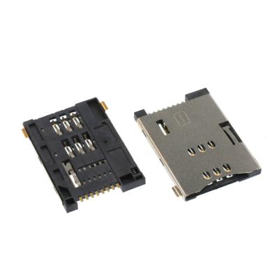 China PCB sim card connector push extended type 6+2pin 8 pin size 2.2mm sim card socket for sale