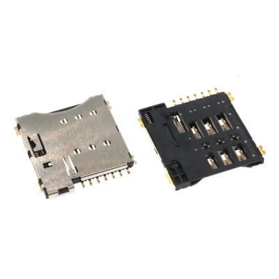 China micro pcb sim card push push type 6 pin 1.35mm size card connector with CD for sale