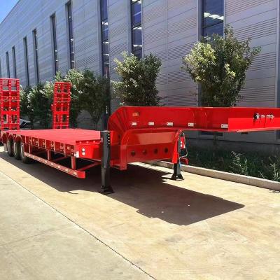 China Truck Trailer Factory Price Excavator Haulage Tri Axles 60 Ton Lowboy Trailers for sale for sale