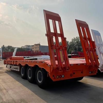 China Truck Trailer 3 Axle 4 Axles Transport heavy Equipment 60 Ton Lowboy Trailers for sale