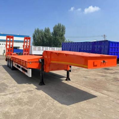 China Truck Trailer Heavy Machinery Transport 3 Axle 30-60 Ton Low Bed Truck Trailer for sale