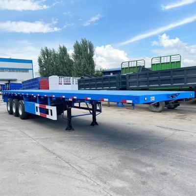 China Truck Trailer Factory Provide 40ft 45ft Container Carrier Tri Axle Flatbed Trailer Price for sale