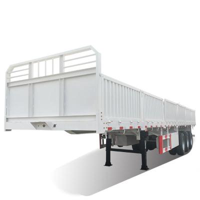 China Truck Trailer Triaxle 60 Ton Dropside Boards Trailer Side Wall Fence Truck Trailers Sidewall Semi Trailer for sale