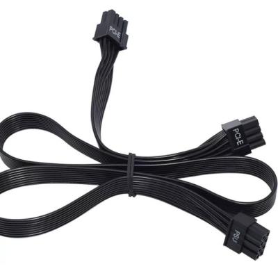 China The PSU COMPUTER Module 8Pin to Dual 8Pin 2Port 6+2 Pin Male Graphics Card Adapter GPU Cable 18awg 60cm+20cm for PSU from EVGA for sale