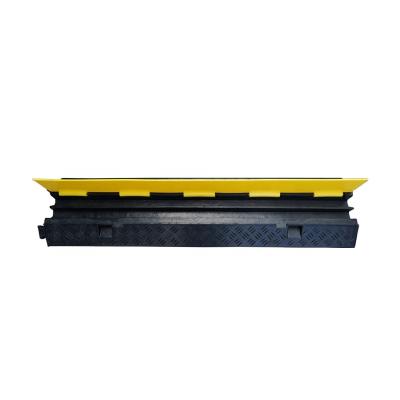 China Durable Rubber Ramp 2 Channel Driveway Cable Protector 2 Channels Road Ramp Rubber Cable Protector for sale