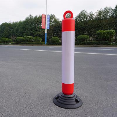 China 75CM Shatterproof Anti-theft PU Orange Warning Post For Road Safety Warning Column for sale