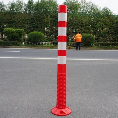 China Anti Theft Yellow Orange PVC Traffic Barriers 750mm Post Reflective Pole Pole Warning Post for sale