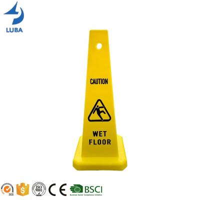 China Roadway Safety Customized Plastic Cone Shape Floor PP Warning Board Caution Board Wet Caution Sign for sale