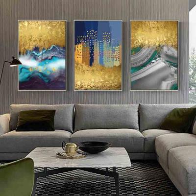 China Modern Wall Paintings For Living Room Abstract Gold Foil Oil Painting Canvas Wall Art for sale