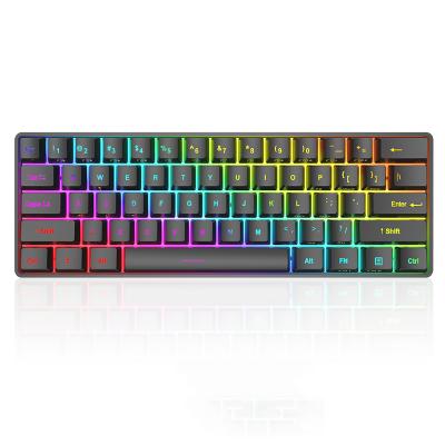 China ODM Newest 61key 60% Wireless OEM Mechanical Suspended Keytop Switch Red Gaming Mechanical Keyboards for sale