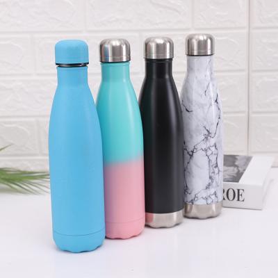 China Sustainable Double Wall Thermal Vacuum Flask Insulated Outdoor Sports Drink Cola Shaped 18/8 Stainless Steel Water Bottles With Custom Logo for sale