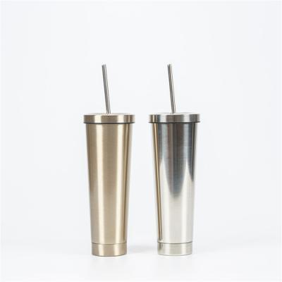 China Durable High Quality Durable Metal Straight Cup Lean Thermos Car Cup With Straw And Lid for sale