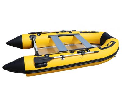 China 2.3m PVC inflatable high speed boat with aluminum hull with CE and 0.9mm PVC inflatable fish boat and floor inflatable aluminum boat for sale