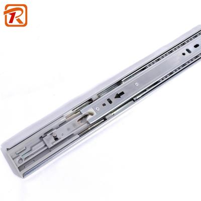 China Contemporary Stainless Steel Ball Soft Narrow Telescopic Drawer Full Glide Extension Rolling Rails for sale