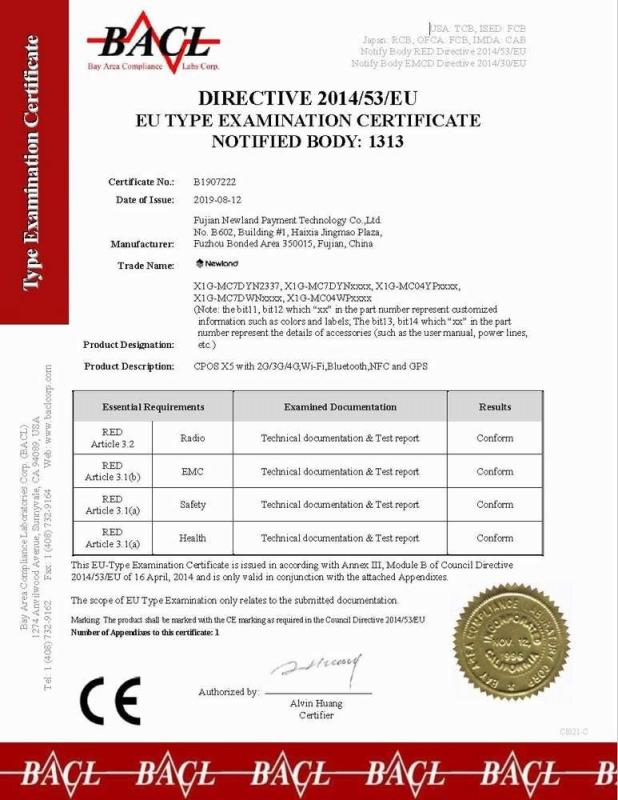 CE - Fujian Newland Payment Technology Co., Ltd.