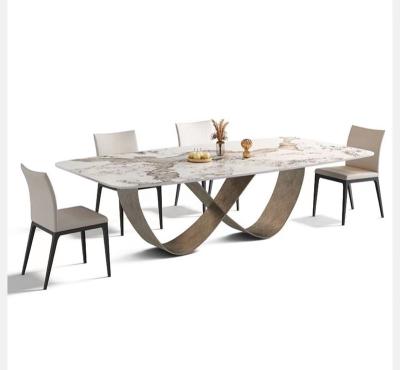 China 2023 Customized New Rock Dining Plate Meal Plate 8 Shape Dining Table Rectangular Dining Table and Chair Combination for sale