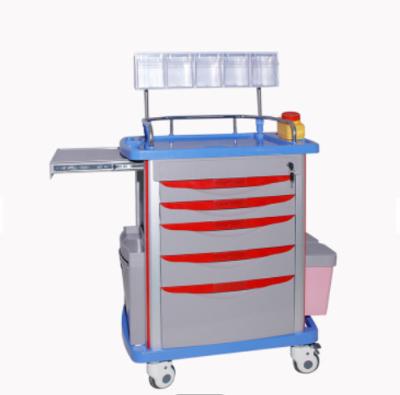 China Durable Hospital Instrument Carts Medical Crash Cart ABS Plastic Anesthesia Cart With Drawers for sale