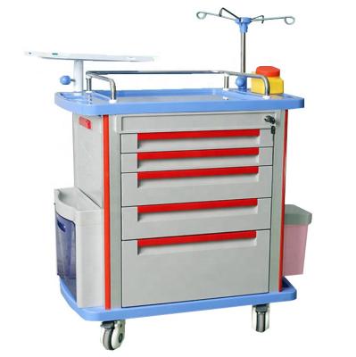 China Durable High Quality Cheap Mobile Medical Crash Cart Plastic Hospital Drugs ABS Emergency Medicine Trolley For Clinic for sale