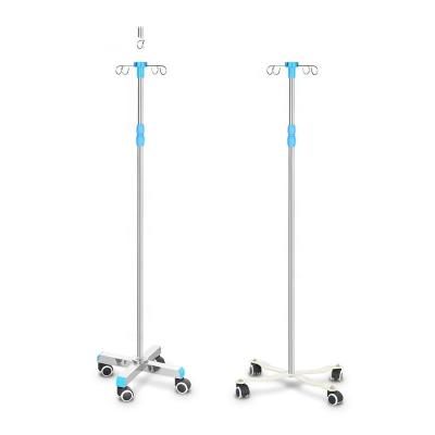 China Minimalist Adjustable Hospital IV Drip Stand With Hooks Wheels for sale