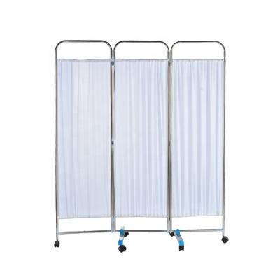 China Durable OSEN-HA1 Thickened Stainless Steel Folding Medical Hospital Ward Screen With Wheels for sale