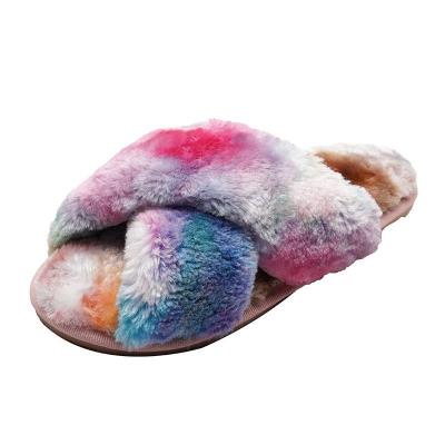 China Fashion Trend Good Quality On Promotional Cute Unisex Rabbit Fur Faux Fur Spring Shoes Upper Ladies Slippers for sale