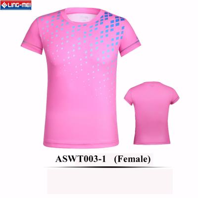 China Cheap New Design Badminton Uniform Pink Fashionable Badminton Shirts Badminton Set for sale