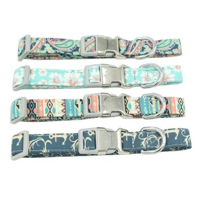 China Logo Fashion Print Durable Dog and Cat Collar Customized Cheap Viable With Metal Buckle for sale