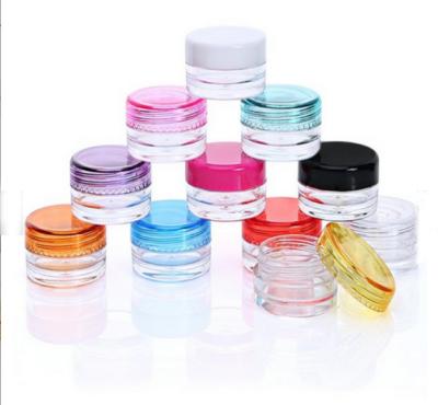 China Beauty Products Plastic Cosmetic Containers PS Clear Body With Pot Black Lids for sale