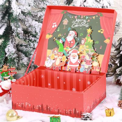 China Biodegradable 3D Gift Box Custom High Quality Luxury Pop Up Surprise Merry Christmas Wrapping Paper Card Box For Gift Wrapping for sale