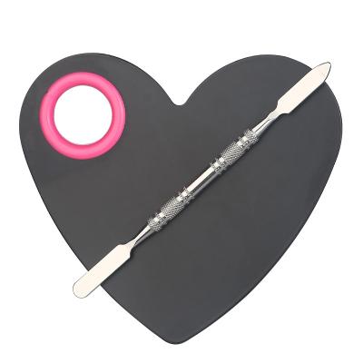 China Custom Makeup Heart Shape Makeup Palette with Spatula Stainless Steel Blending Palette Set Makeup Artist Tools for Cosmetic Foundation for sale