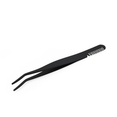 China Multifuntional Black Eyelash Applicator With Comb Hot Selling Custom Tweezers For Lashes Private Label Eyelash Tweezers With Handle for sale