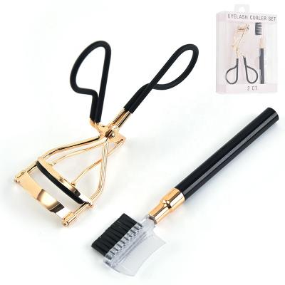 China Electrophoresis Treatment 2 PACKS Eye Lash Curler With Eyelash Brush Gold Eyelash Curler Set With PET Case for sale