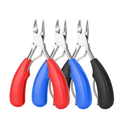 China Professional PP Finger Handle Inveterate Toenail Pliers Tool Eagle Beak Nail Clippers Thick Stainless Steel Toenail Clippers for sale