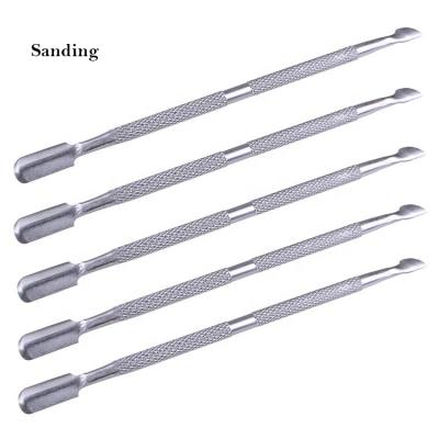 China Multifuntional Sanding Dead Skin Pusher Cuticle Push Remover Professional Stainless Steel Manicure Nail Pusher for sale