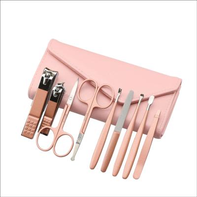 China Finger 9 Pcs Nail Clipper Set Stainless Steel Nail Clippers Set Rose Gold Wholesale Manicure Set for sale