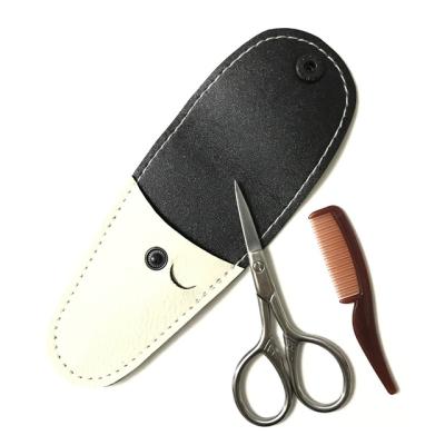 China Wholesale Custom Stainless Steel Beard Trimming Scissors with Comb Salon Shears Balancing Scissors for Beards Mustache Scissors with Pocket for sale