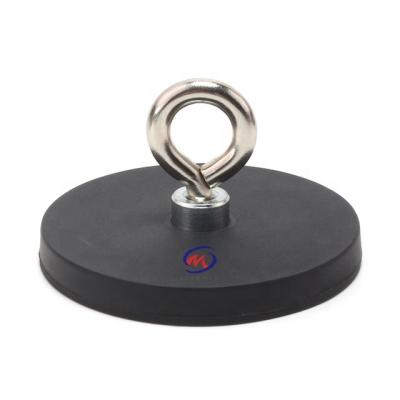 China Creative Strong Powerful Neodymium Magnetic Rubber Coated Heavy Duty Lifting Magnet With Threaded Shank Eye for sale