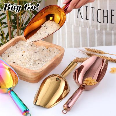 China Amazon Viable Selling Viable Hot Coffee Bean Flour Ice Shovel Color Plated Stainless Steel Ice Scoop for sale